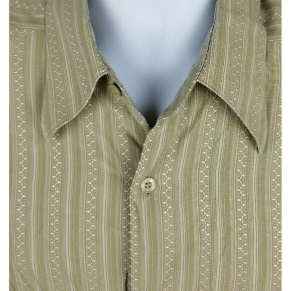 Claiborne Button Front Shirt Mens Size Large Yellow Striped Long Sleeve Business - Picture 4 of 6